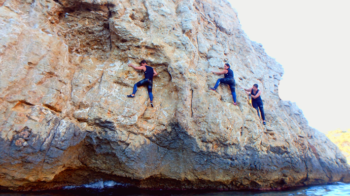 Deep water soloing